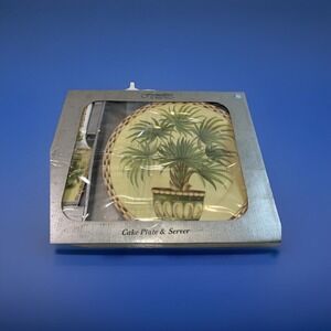 Formalities by Baum Bros Cake Plate and Server Set palm tree design